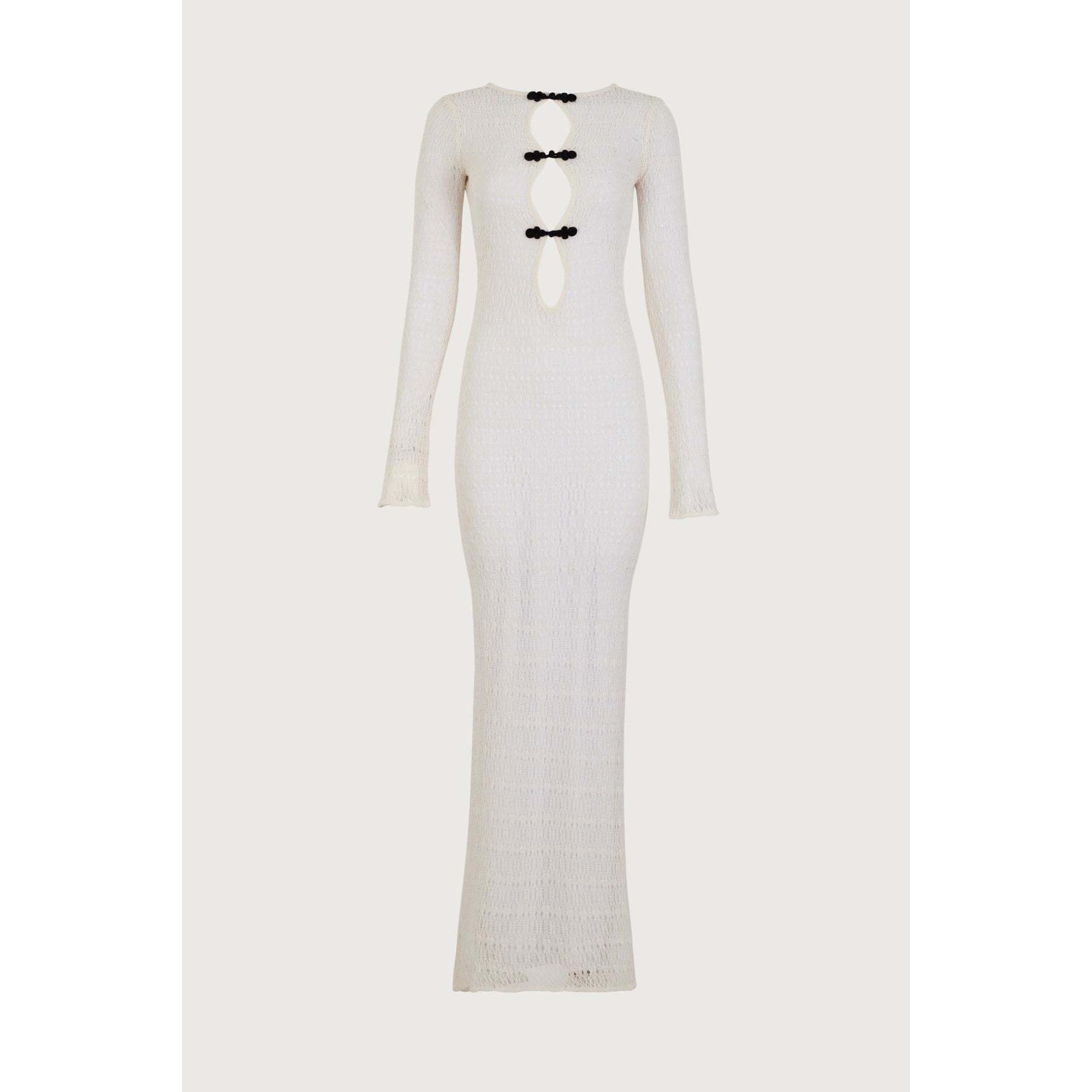 Donne a Maglia Sexy Hollow out Split Crochet Coprire Bodycon Vestito Spiaggia Vacanza,Bianca,S
