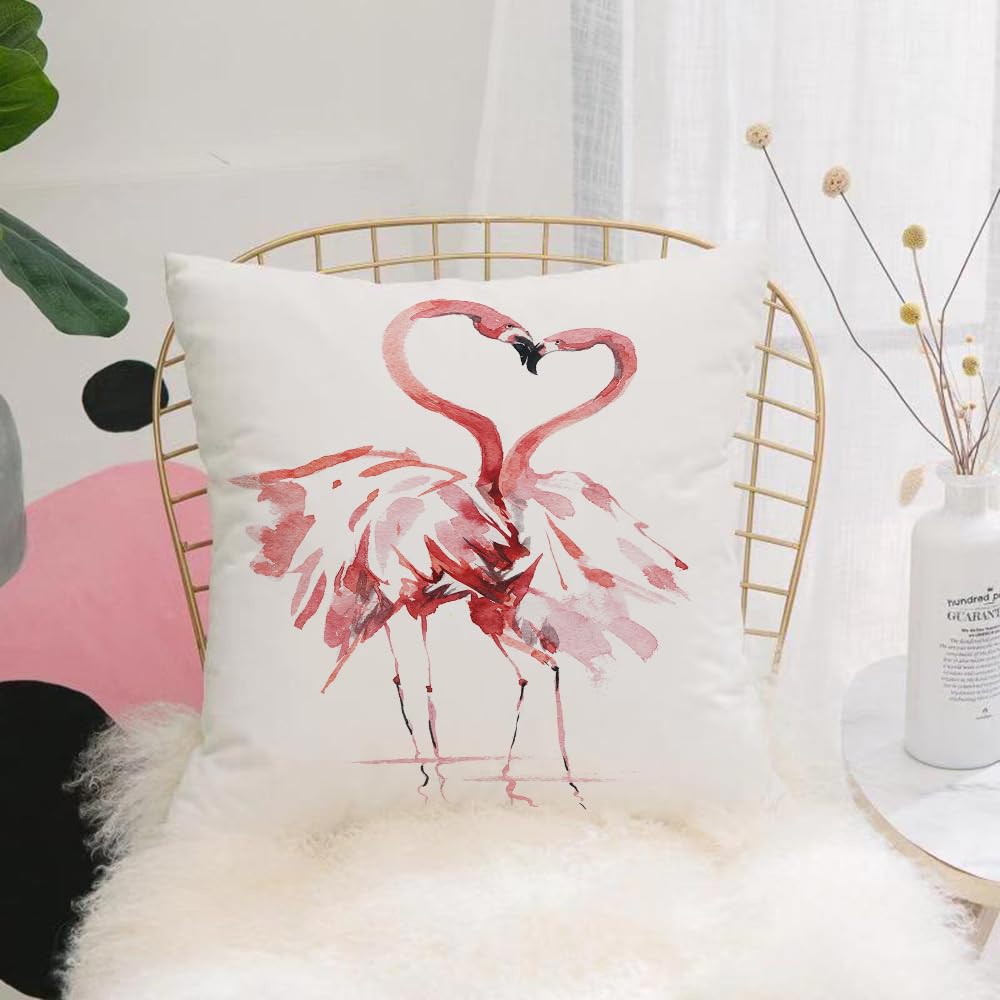 HYOSXW Cushion Cover,Throw Pillow Case Home Decorative for Living Room Bedroom Sofa Chair 16X16 Inch,A silhouette painting of a watercolor flamingo,Pillowcase 40X40cm