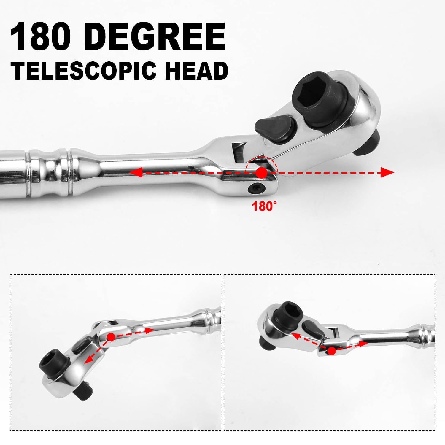 NQEUEPN 1/4" Drive Flex Head Ratchet - Image 4