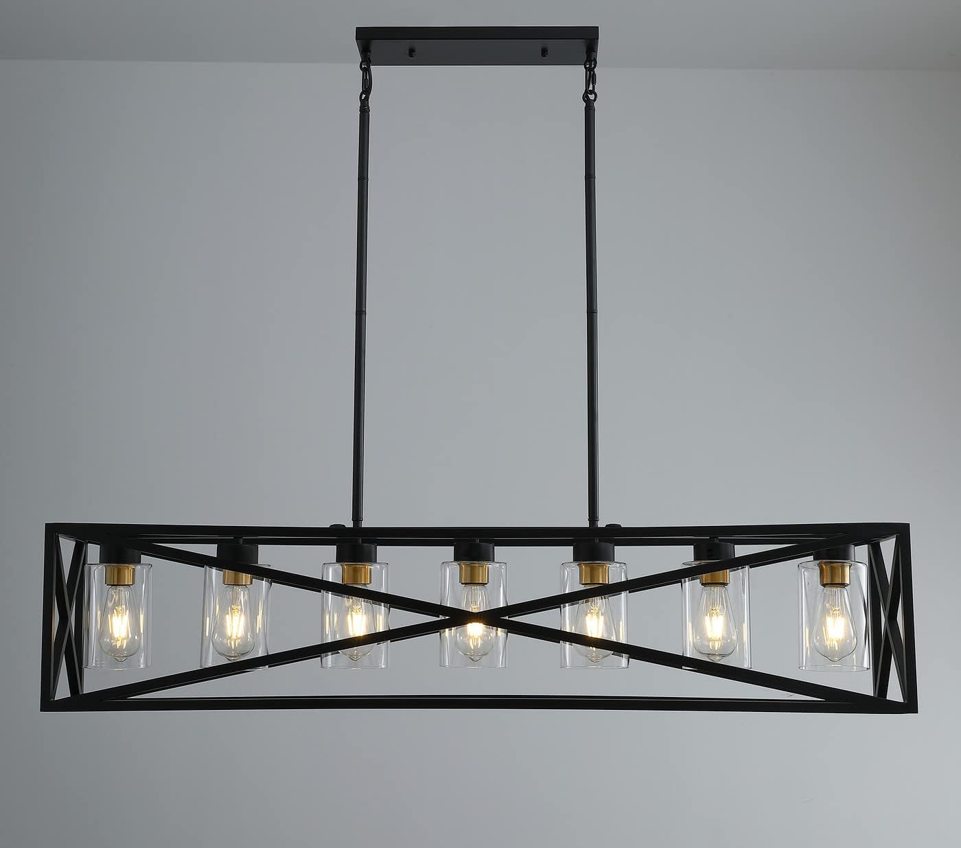 Aiwen 7-Light Kitchen Island Light Farmhouse Cage Style Chandelier Industrial Vintage Pendant Light Fixture