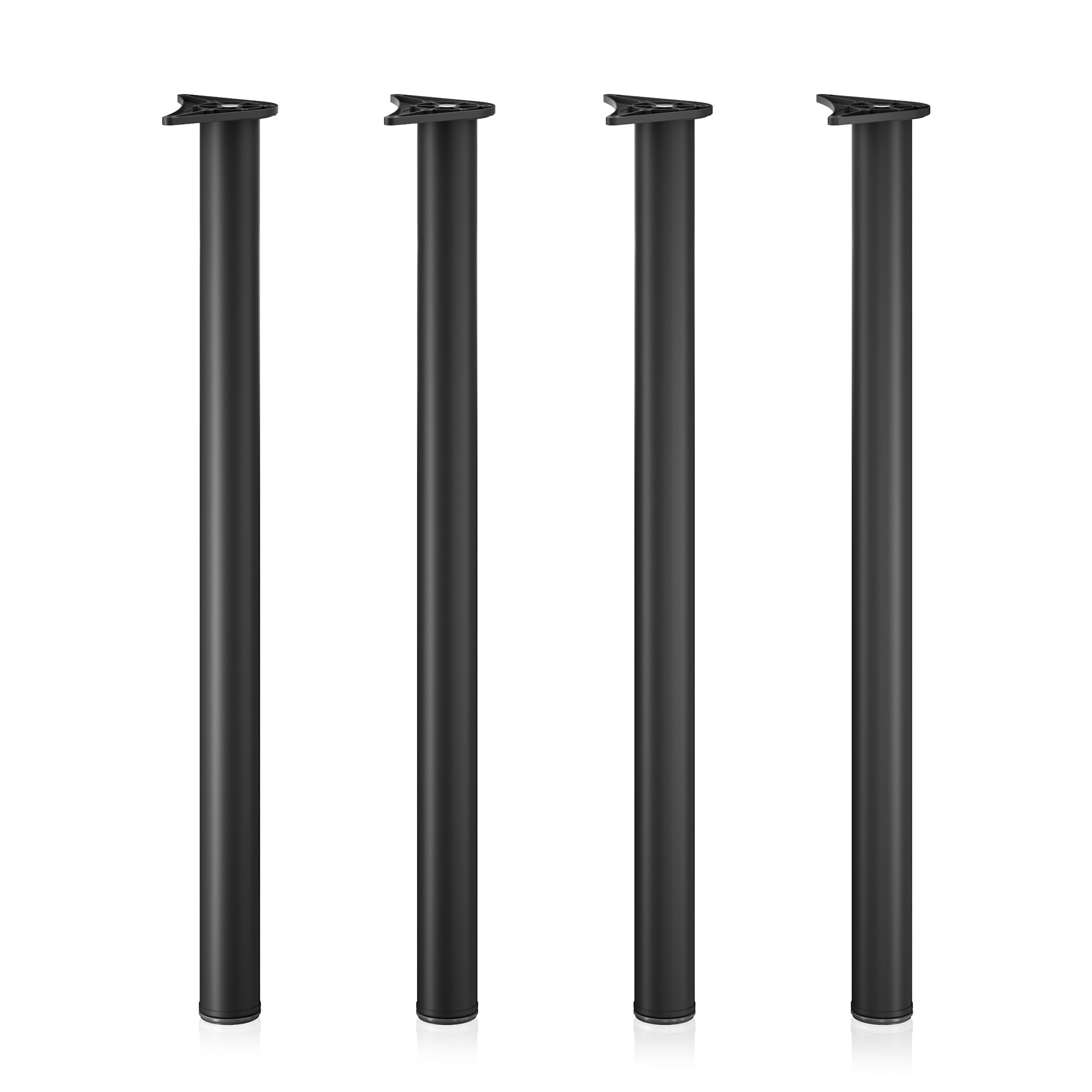 WilTec Lot de 4X Pied de Table V1-60 x 60 x 870 mm/Ø 60 mm - en Acier Inoxydable - Couleur Noire - Piètement Support de Bureau Réglable pour Plan de Travail Salle à Manger