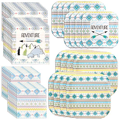 Havercamp Aventura Comienza Boy Tribal Partido Design Bundle | Placas de Calidad y servilletas Cover