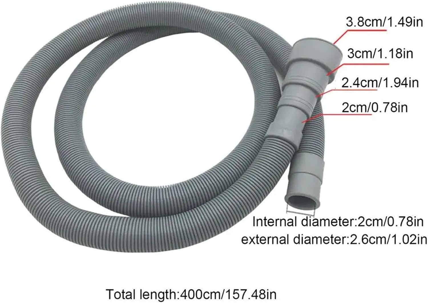 Universal Washing Machine Drain Hose Kit 10Ft Multi Diameter 20 24 30 38mm Thickened Dishwasher Replacement with Clamps(400CM 157Inch)