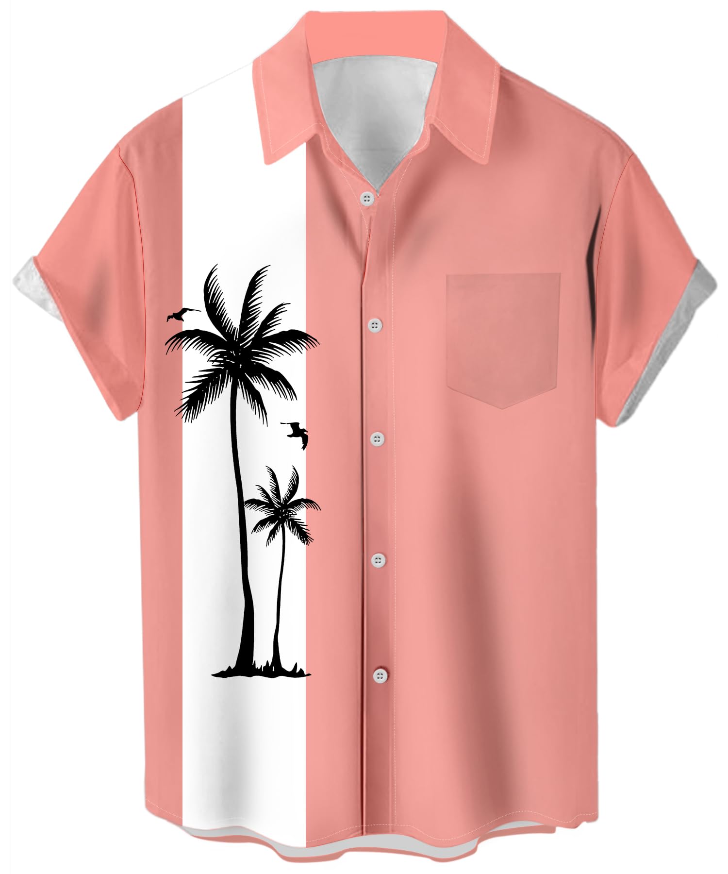 Men's Short Sleeve Button Up Hawaiian Shirt 1950s Vintage Bowling Shirts