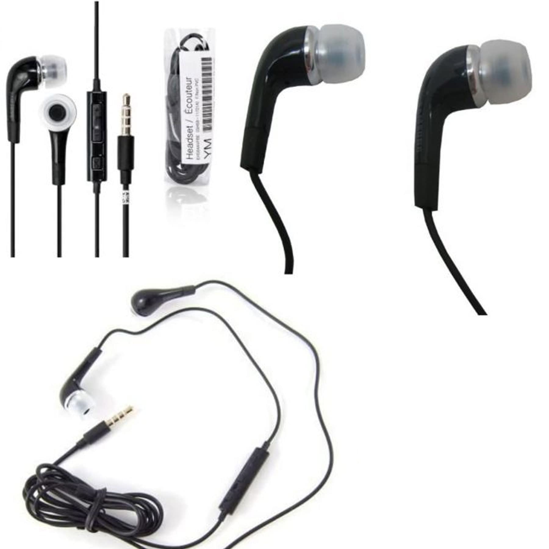 Genuine Original White Samsung EHS64AVFBE In Ear Headphones/Stereo Headset/Handsfree Kit/Hybrid Headphones 3.5mm With Tangle-Free Cable Including Mic For Samsung Devices [BLACK]