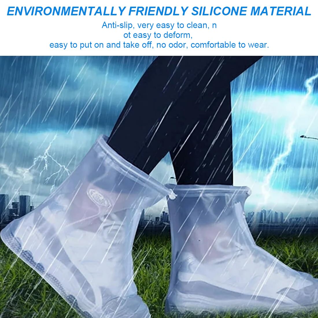 2 Paia Copriscarpe Impermeabili In Silicone - Riutilizzabili, Anti-Scadimento, Per Pioggia E Neve - Foto 8