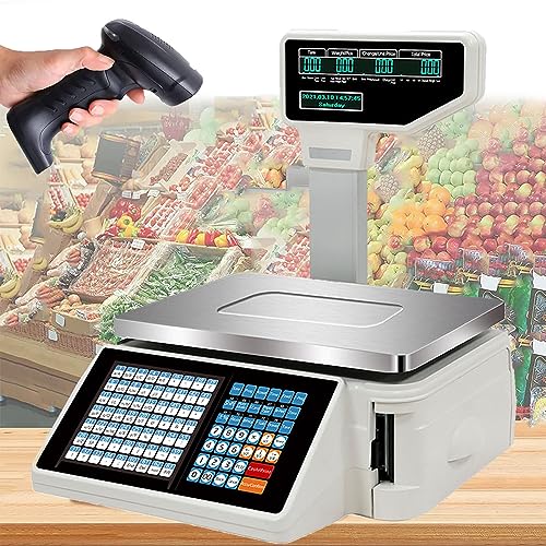 Báscula comercial digital con impresora y doble pantalla miniatura 1