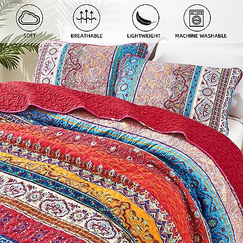 Parure de lit bohème très grand lit 3 pièces en microfibre légère - 6