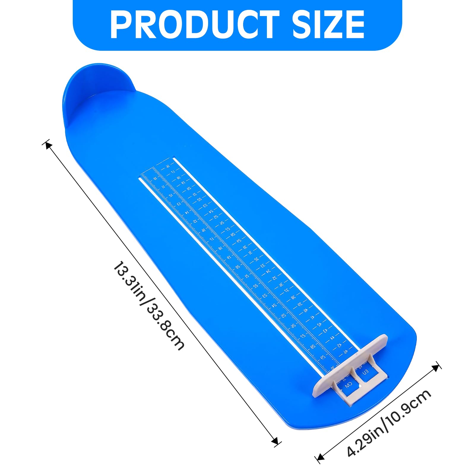 Zorplex Pédimètre Enfants et Adultes, Jauge de Pied pour Mesurer la Pointure Chaussure de 15 à 48, Règle de Mesure Précise pour Déterminer la Taille (Bleu)