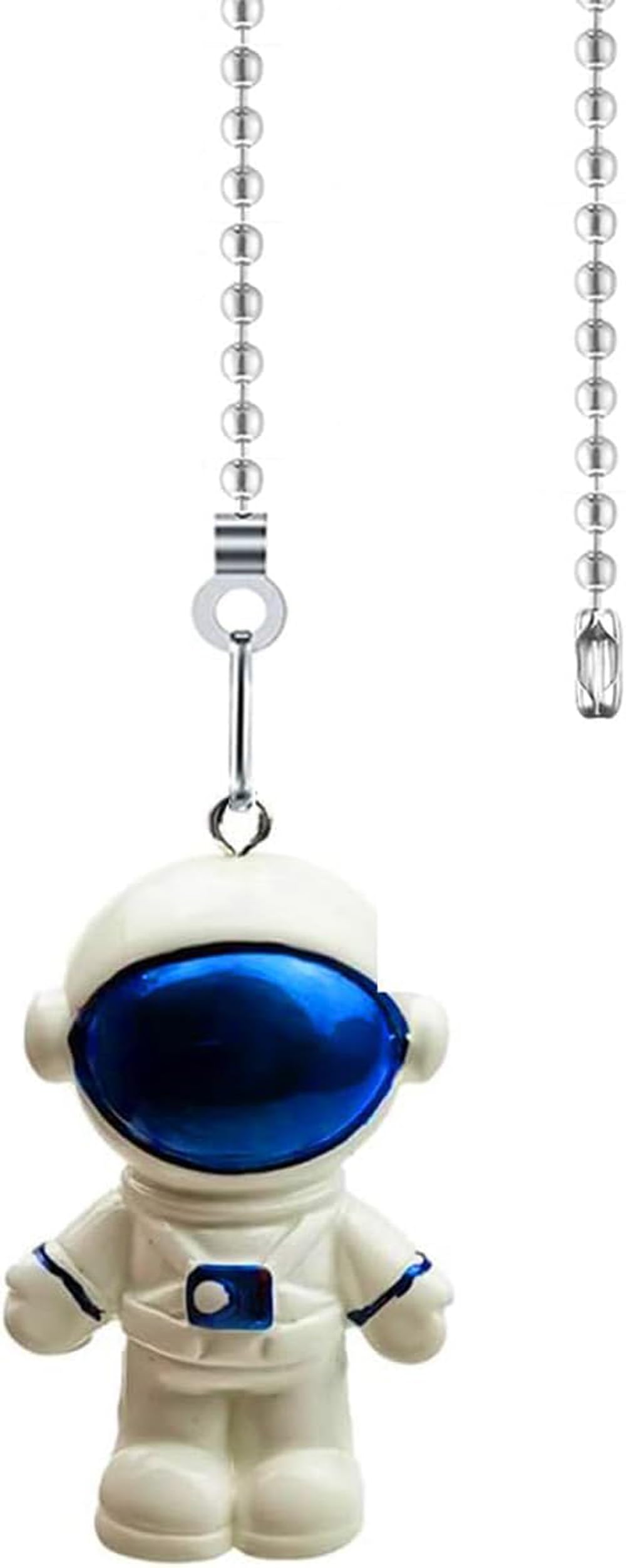 Ceiling Fan Pull Chain Extender - 12" Decorative Ball Chain Connector with Blue Spaceman Pendant for Fan Danglers