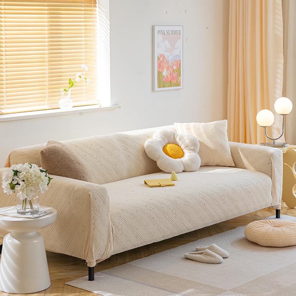 Couvre canapé extensible jacquard lavable et anti-taches 2 places