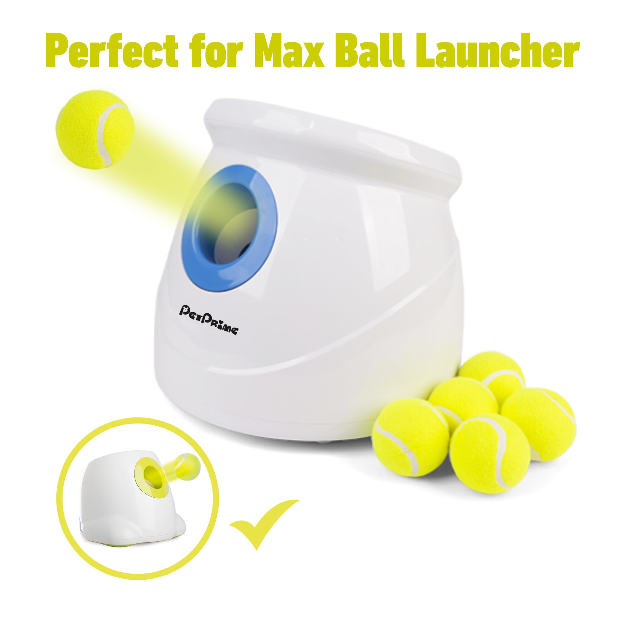Pet Prime Dog Tennis Ball Toy 6 Pcak 2.5 Inch for Automatic Ball Lanucher Interactive Pet Balls for Exercise Training Play Fetch - Image 3