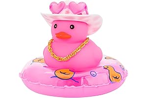 Pink Rubber Duck with Heart Sunglasses, Cowboy Hat for Car Decoration
