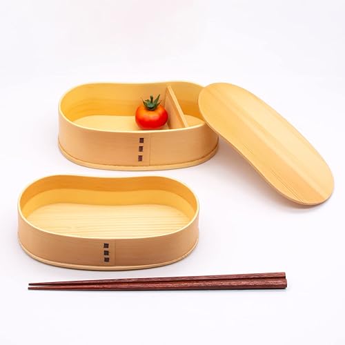 Miniatura 4 de Wakayama Wappa Bento Box Store A-60-273448 Magewappa, Wooden, 6.7 x 3.5 inches (17 x 9 cm), 2-Tier, Bean-Shaped, Natural