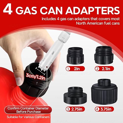 Miniatura 4 de HiNADA Bomba de transferencia de combustible de parada automática USB tipo C o alimentación de batería, portátil de 3.2 GPM con manguera extra larga