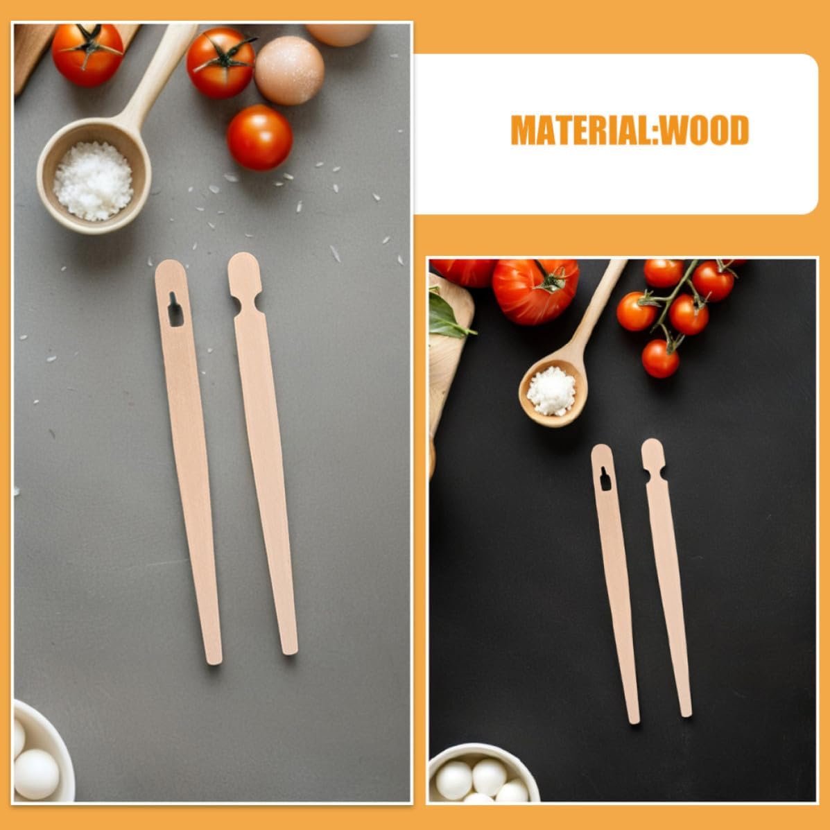 100 Sets Wooden Pastry Tongs European Style Snack Food Clips Resistant to Deformation Friendly Kitchen Utensils for Party Settings and Dining Table Use