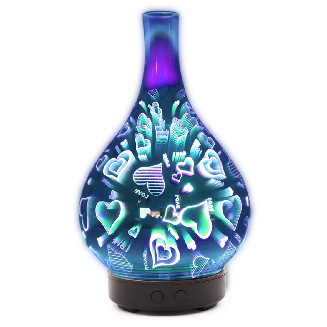 3D humidificateur de table en verre avec éclairage indirect et lumière colorée Diffuseur arôme aromatique purificateur d'air espace bureau médical