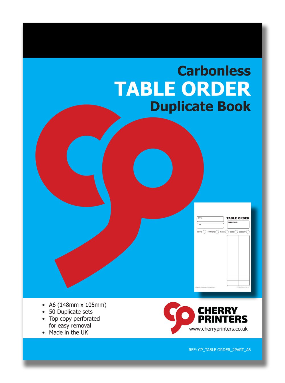 Cherry Printers Carbonless NCR Table Order Duplicate Books A6 50 Sets 8 Pack