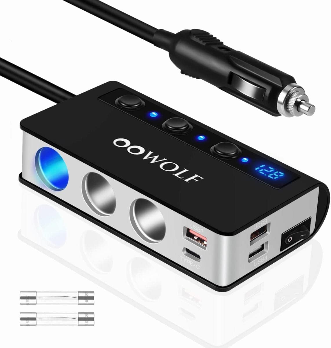 12V PD3.0 & QC3.0 Sigarettenaansteker USB C Autolader Adapter [24W] Met Dual Port Snelle Oplading voor Mobiele Telefoon Tablet Apparaten (2 Stuk