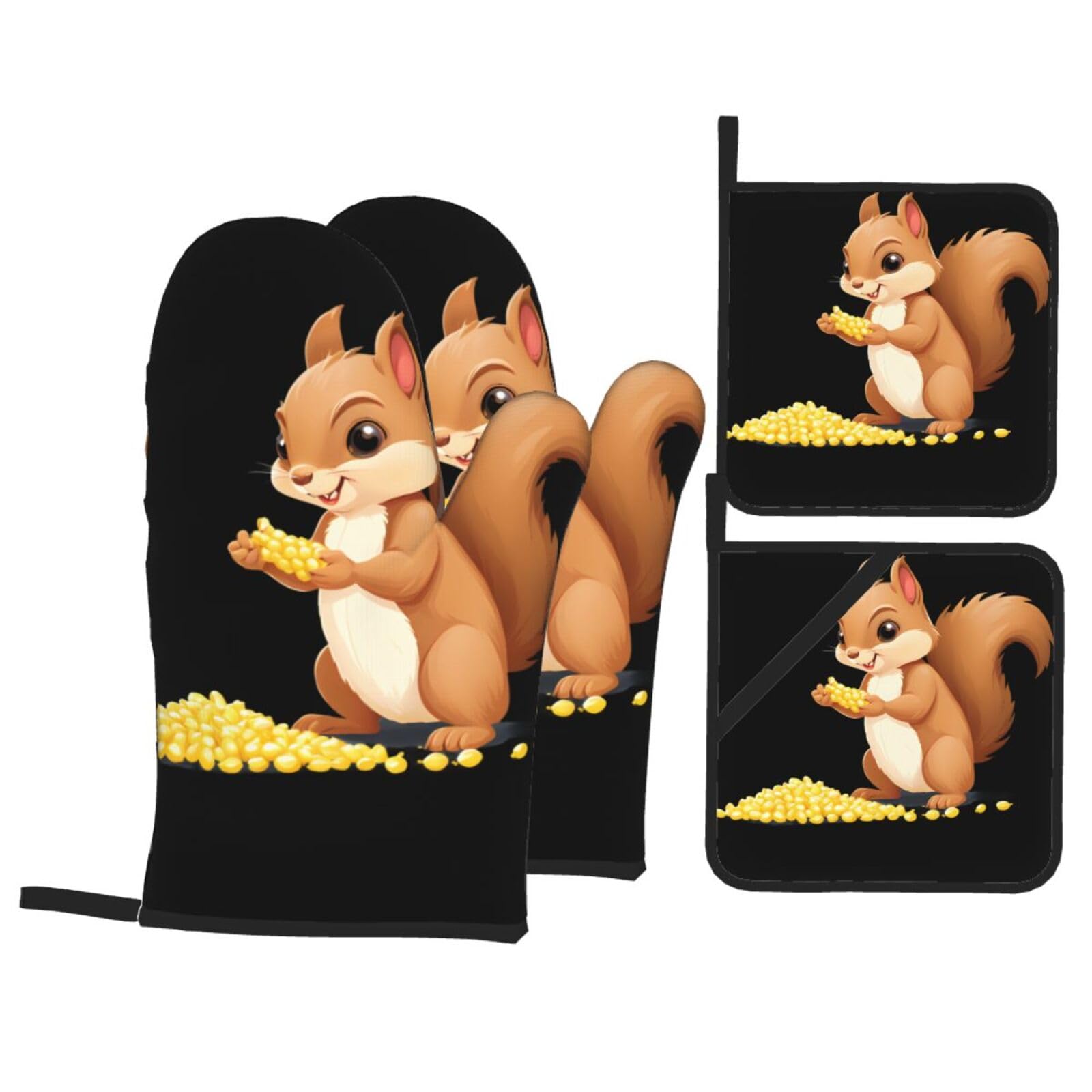 Gants de four et maniques écureuil set de 4 pour pâtisserie