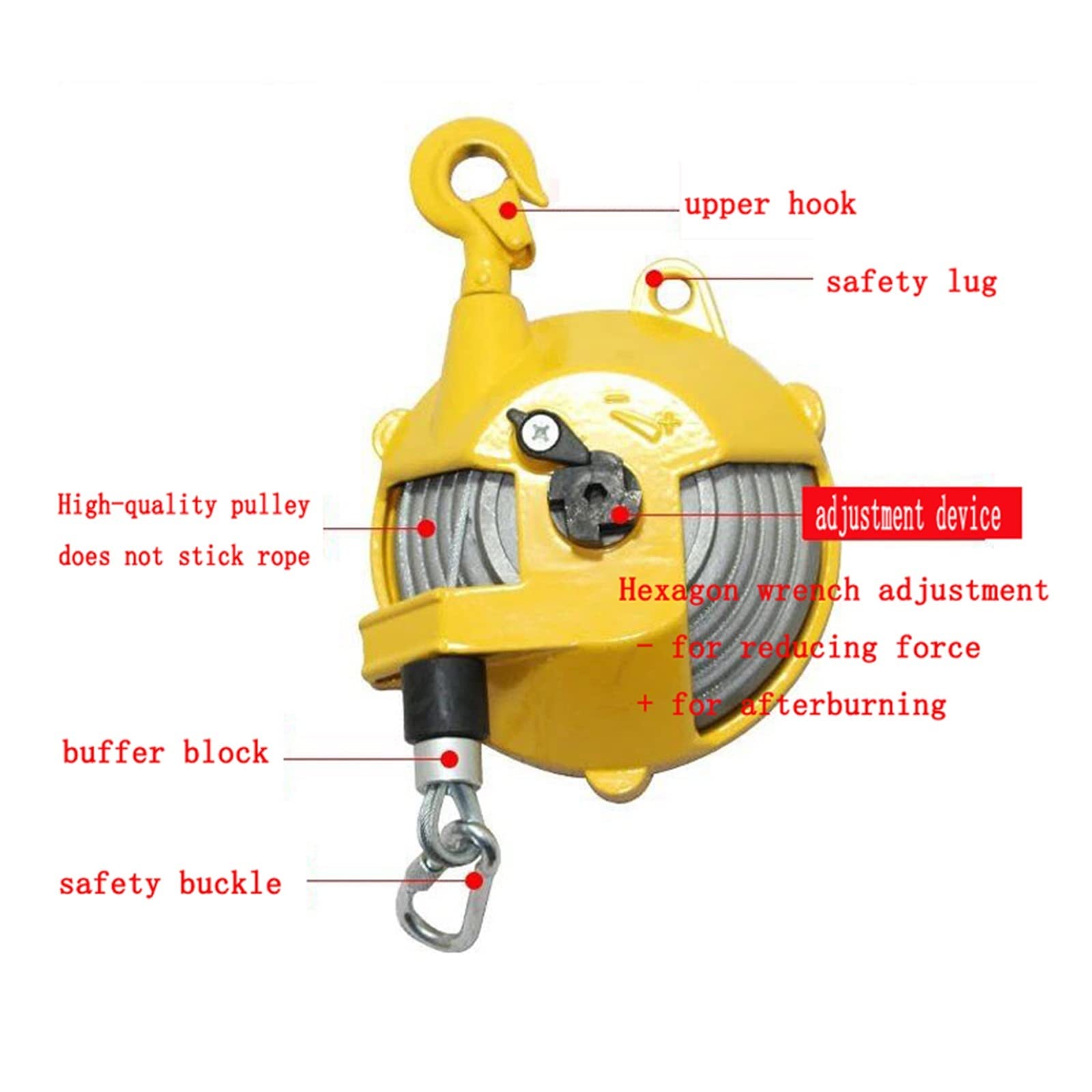 1-3KG Bilanciatore a Molla Autobloccante a Torre Gancio di Sollevamento Supporto a Molla Bilanciatore Fune di Filo di Acciaio Bilanciamento di Sollevamento Martinetti 1.5M,Funzionamento stabile
