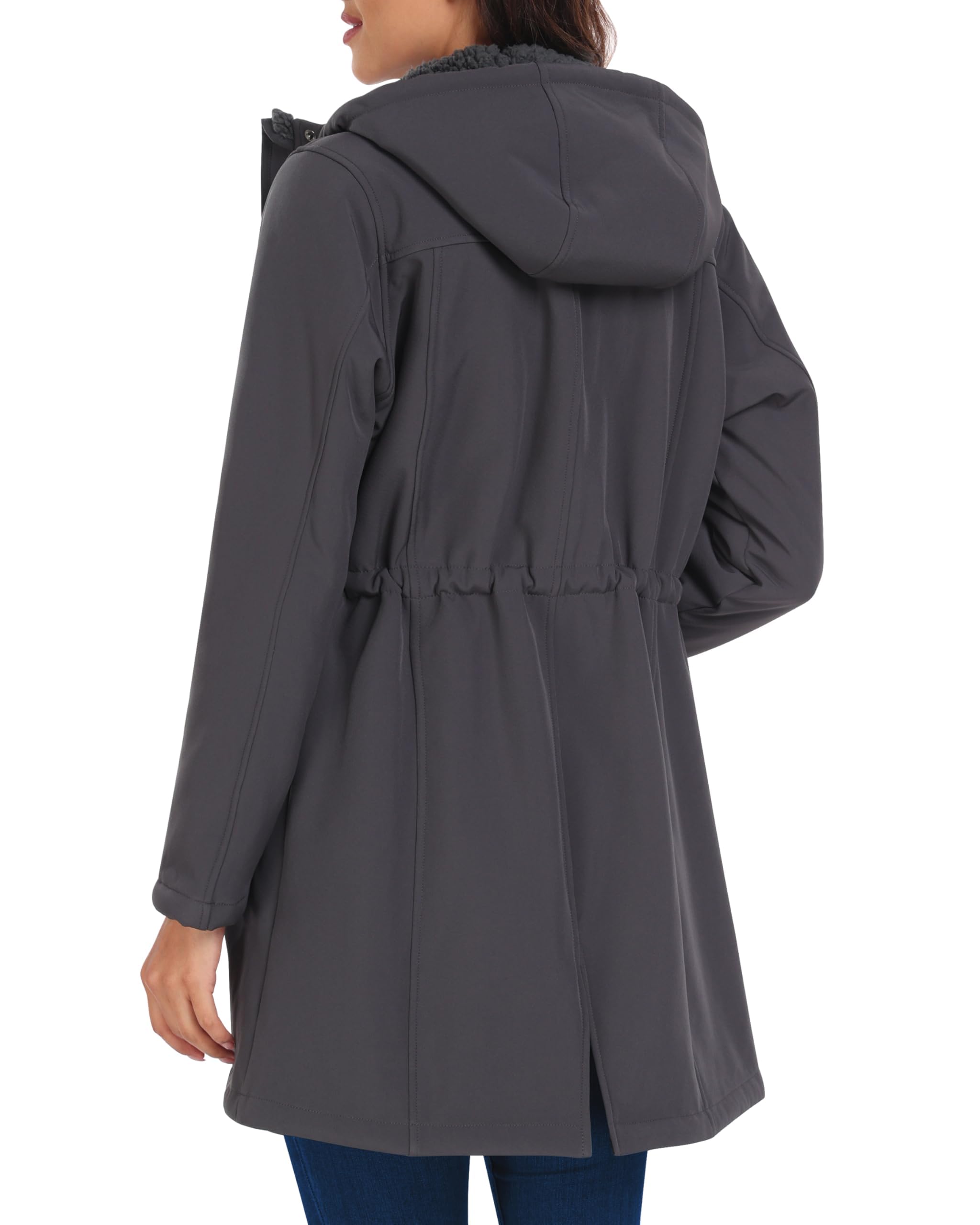 ATLASLAVA Wintermantel Damen Fleece Warm Lang Jacke Softshellmantel übergangsmantel Winter S-3XL