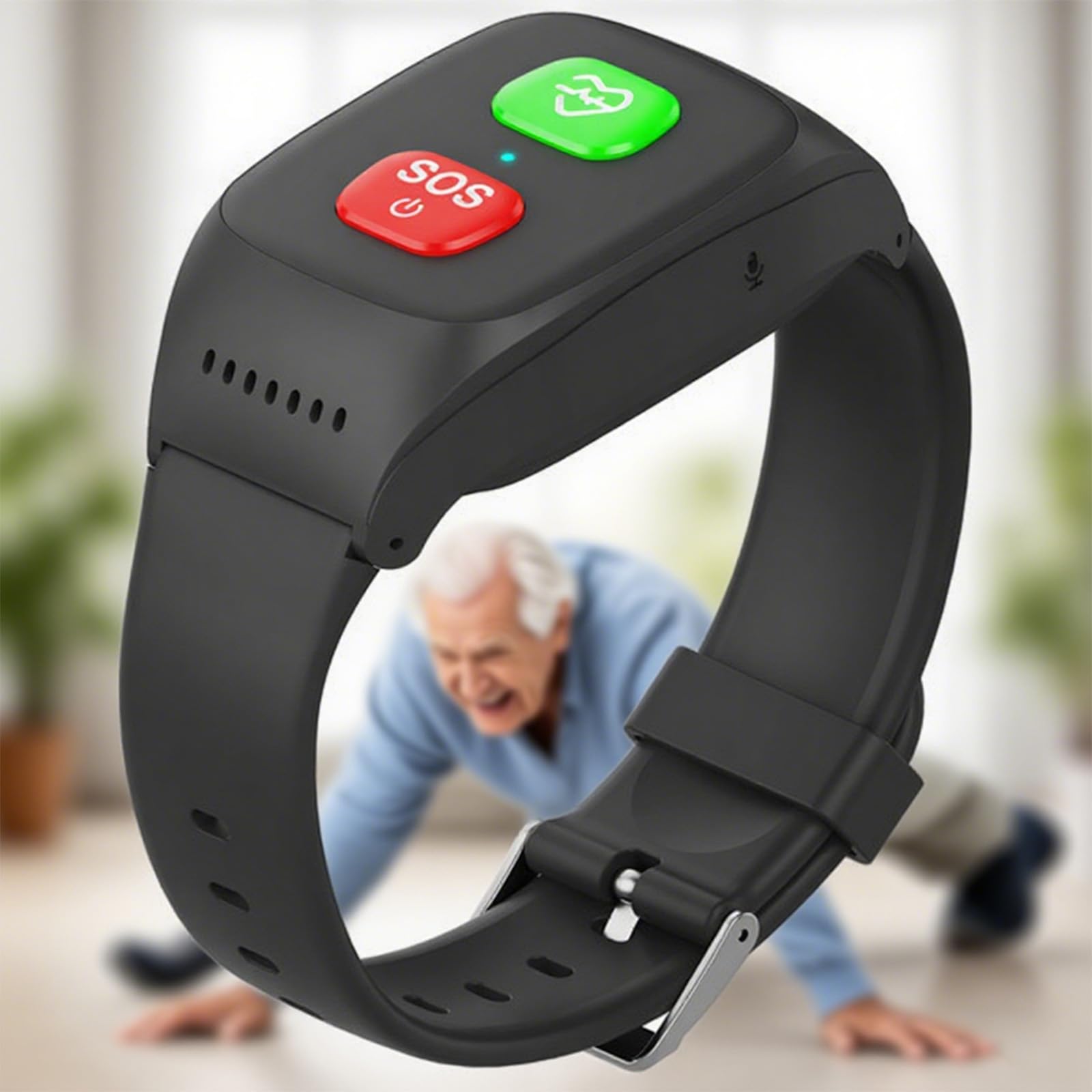 Pulsera de llamada de emergencia con GPS, botón SOS, detección de caídas, impermeable, llamada de voz 4G para personas mayores y pacientes