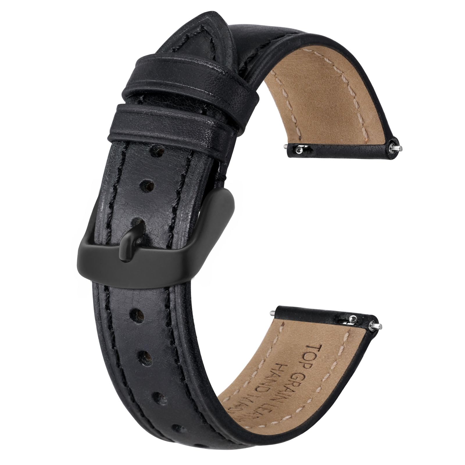 BISONSTRAPRetro Leather Watch Straps for Men, Oil Waxed Calfskin Replacement Band, Quick Release, Band Width 18mm 19mm 20mm 22mm