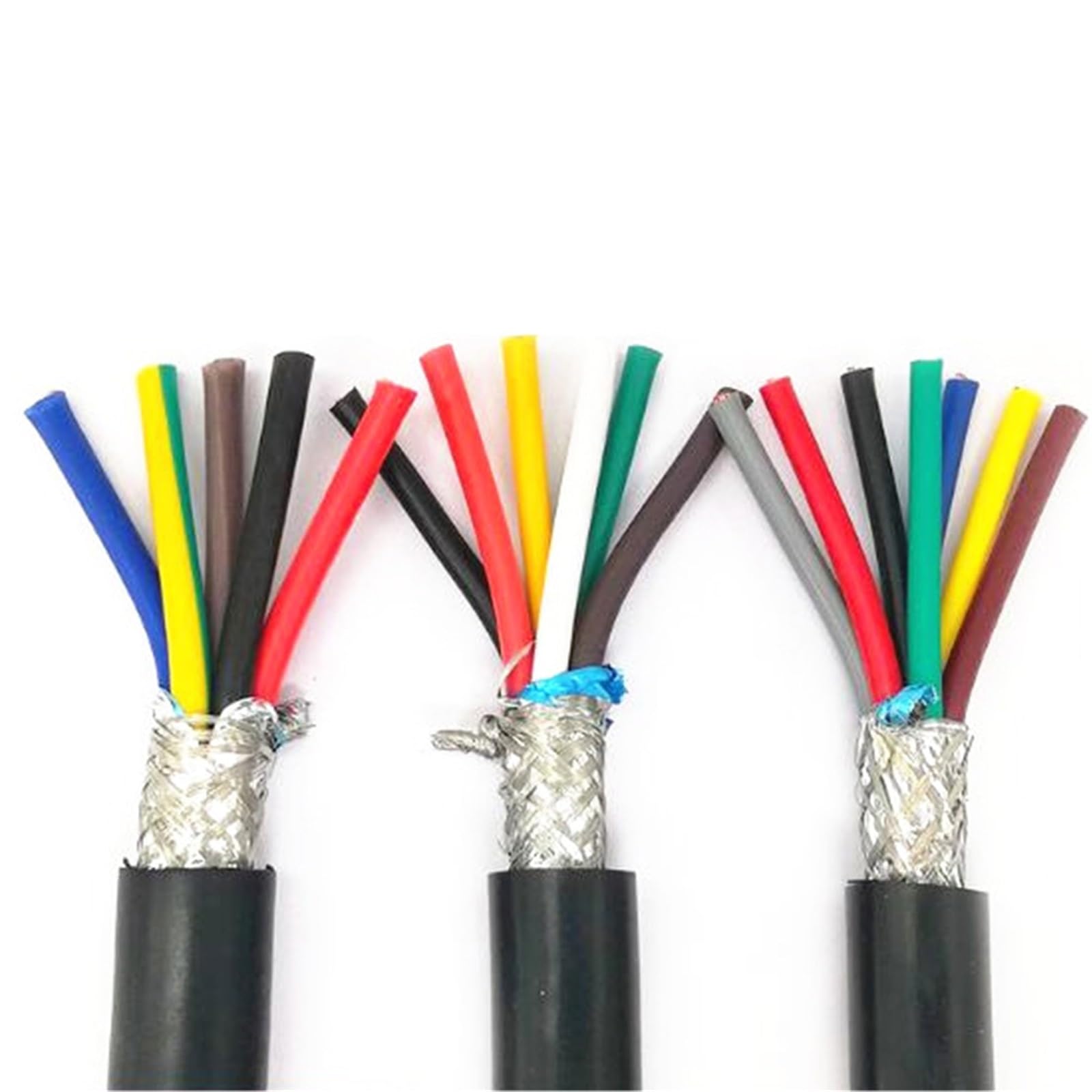 ELLANA Cable Flexible 22AWG 0.3mm2 Inverter Signal Line Anti-Interference Control Line 2/3/4/5/6/7/8/10/12/14/16/20/24 Multi-core Shielded Cable Extension Connector(Size:10 cores 5 Meters)
