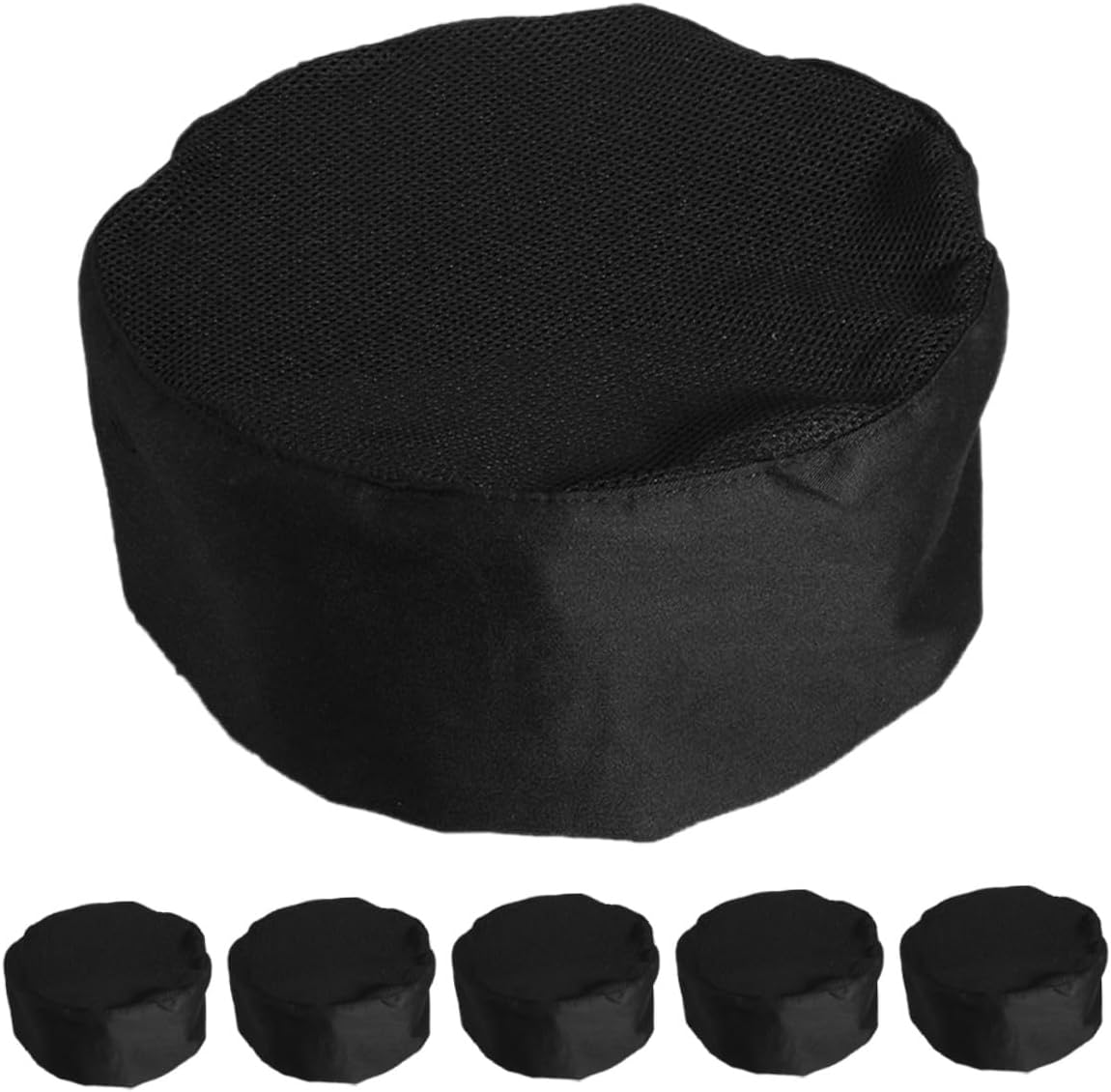 6pcs Black Mesh Hats Unisex Kitchen Cooking Caps for Waiters Caterers Bakery Staff Food Service Workwear