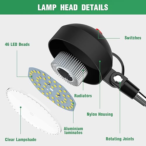 Miniatura 2 de Luz de máquina LED, luz de abrazadera de clip de 12 W, lámpara de cuello de cisne flexible a prueba de agua IP65 1200 lúmenes para fresado de torno,