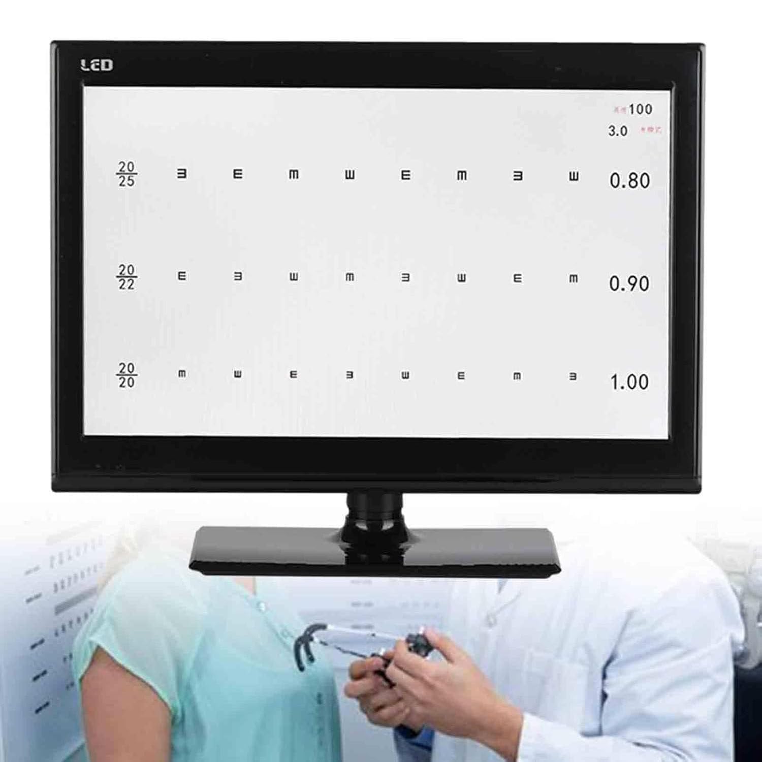 ZMJGLL Digital Eye Chart,Visual Acuity Chart Digital,Lcd Electronic Optical Eye Charts w/Remote,Test 300+ Visual Targets,1-6m Distance Adjustable,for Eye Exams (18.5in)