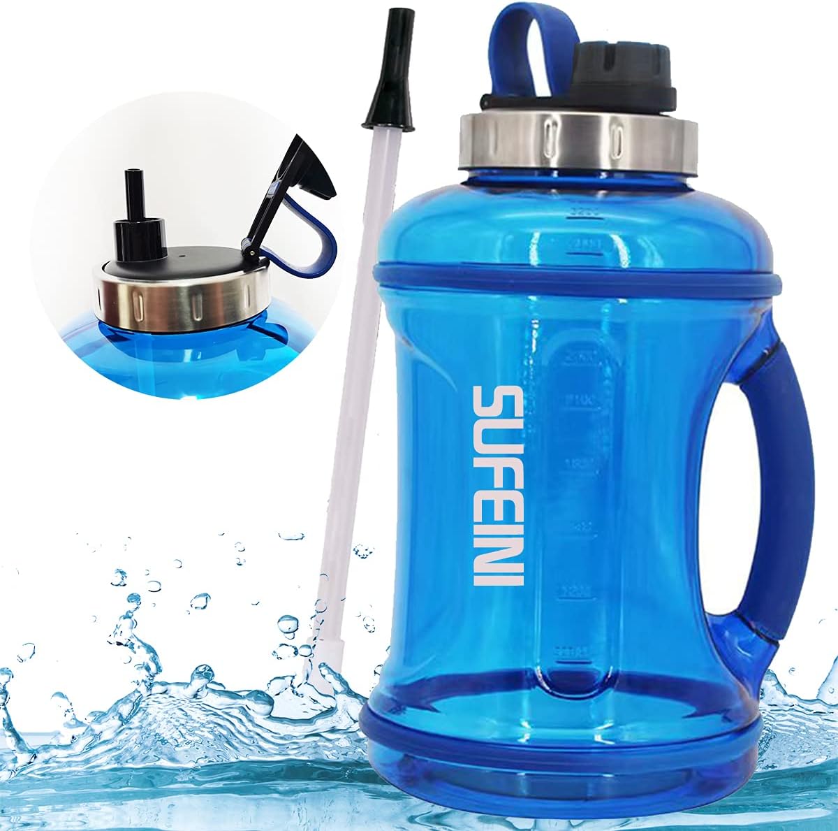 Large Water Bottle with Time Marker, BPA-Free, Kuwait Ubuy