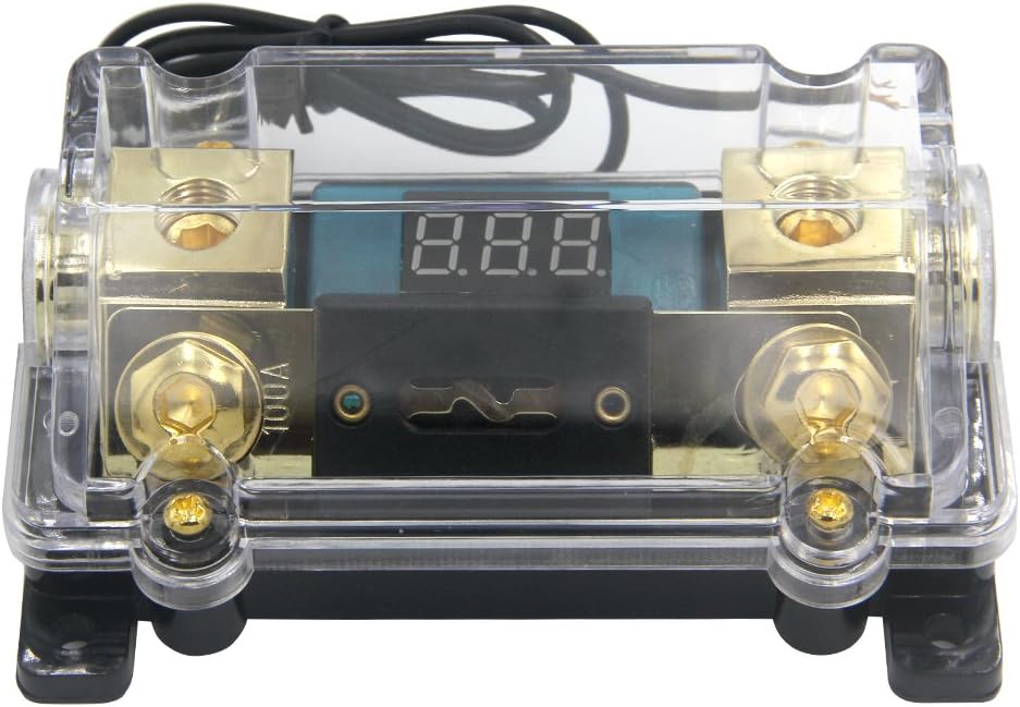 ZOOKOTO 100A Fuse Holder,Car Stereo Audio Led Display Digital Voltage Inline ANL Fuse Holder 0 2 4 Gauge in Out with 100 Amp Fuse