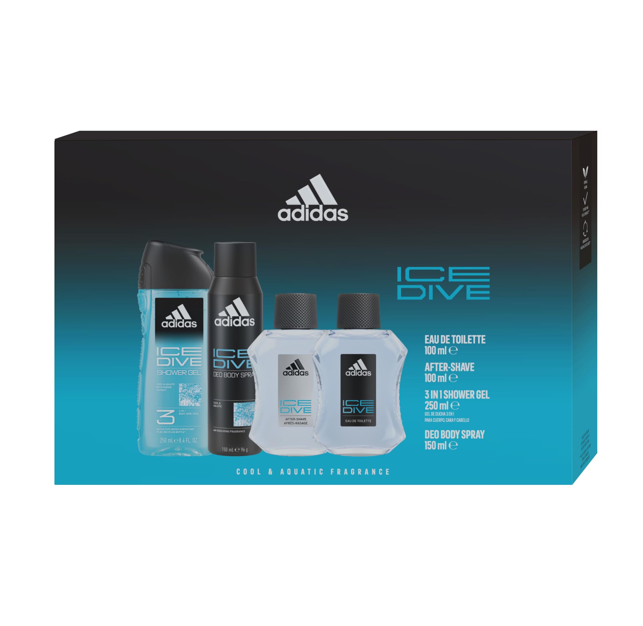 Adidas Ice Dive Case 4-Piece Eau de Toilette Set Product Description
