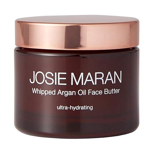 Josie Maran Mantequilla facial de aceite de argán batido, crema facial antienvejecimiento y reducción del enrojecimiento para el cuidado de la piel,
