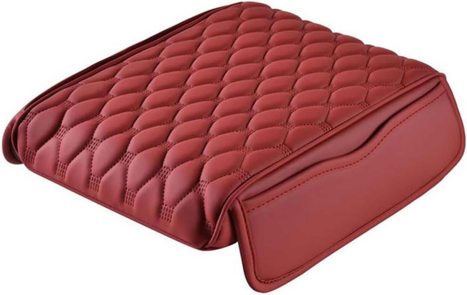 Car Center Console Cover for Renault Espace 2015 2016 2017 2018 2019 2020 2021 2022 2023, Leather Waterproof Leather Car Armrest Cover Car Arm Rest Cover, Car Accessories,Red