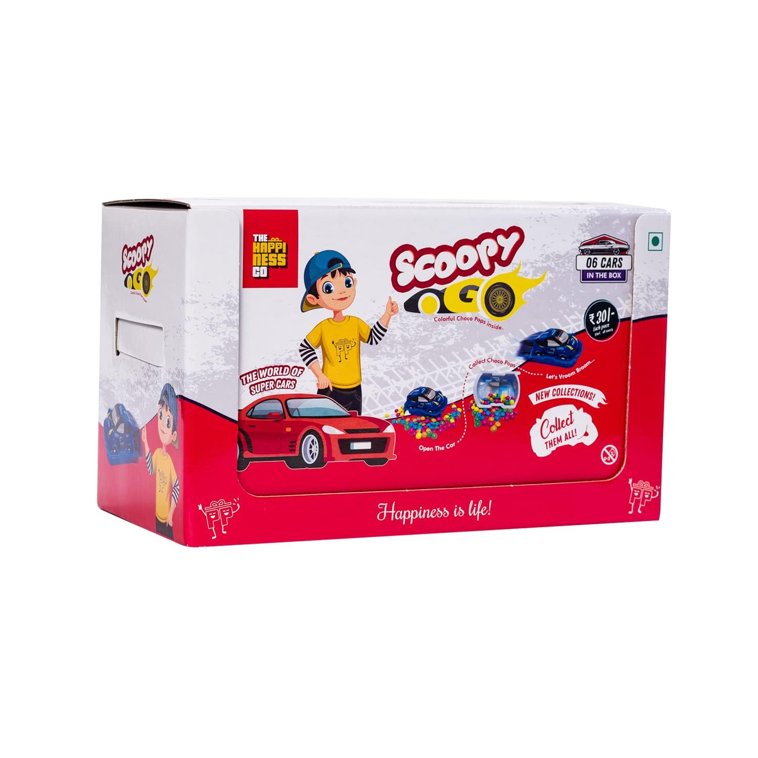 The Happiness Co Scoopy Go Cars, Pack of 6 | Kids Car Toy & Choco