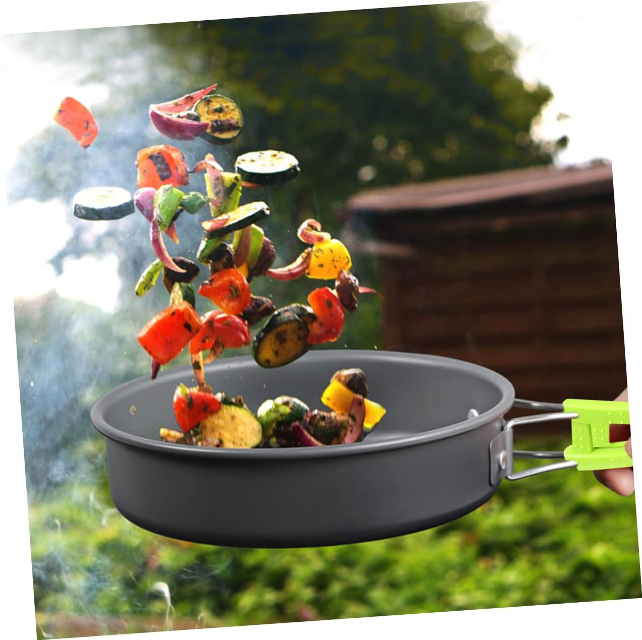 Toyvian 1set Portable Oxide Camping Cookware Kit Lightweight Cooking Supplies for Outdoor Picnic and Hiking Non-Stick Cookware Essential Cooking Pots and Utensils