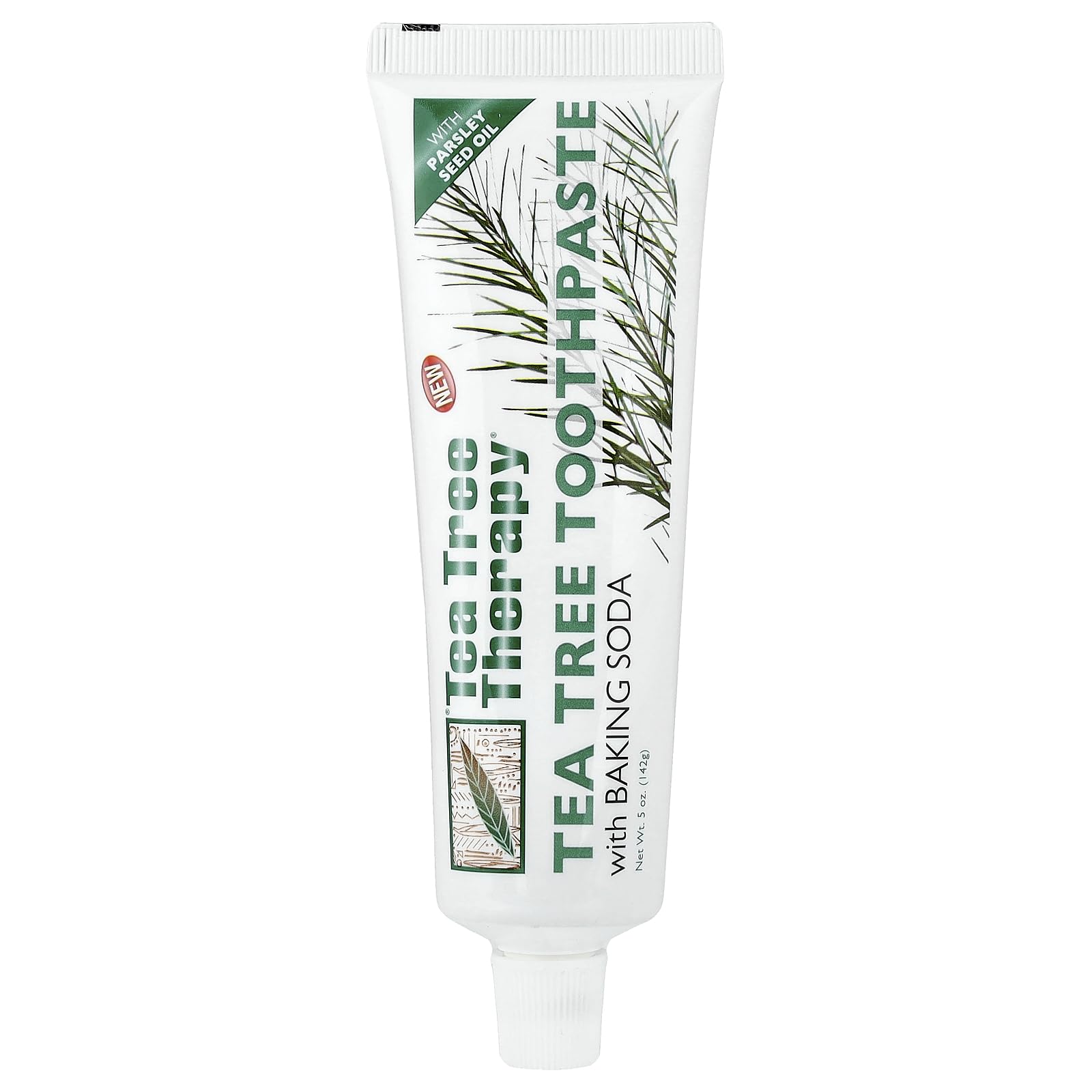 Natural Breath Freshener Toothpaste with Baking Soda & Tea Tree Oil | Net Wt. 5 oz (142g) | Fluoride-Free | Freshens Breath & Cleans Teeth
