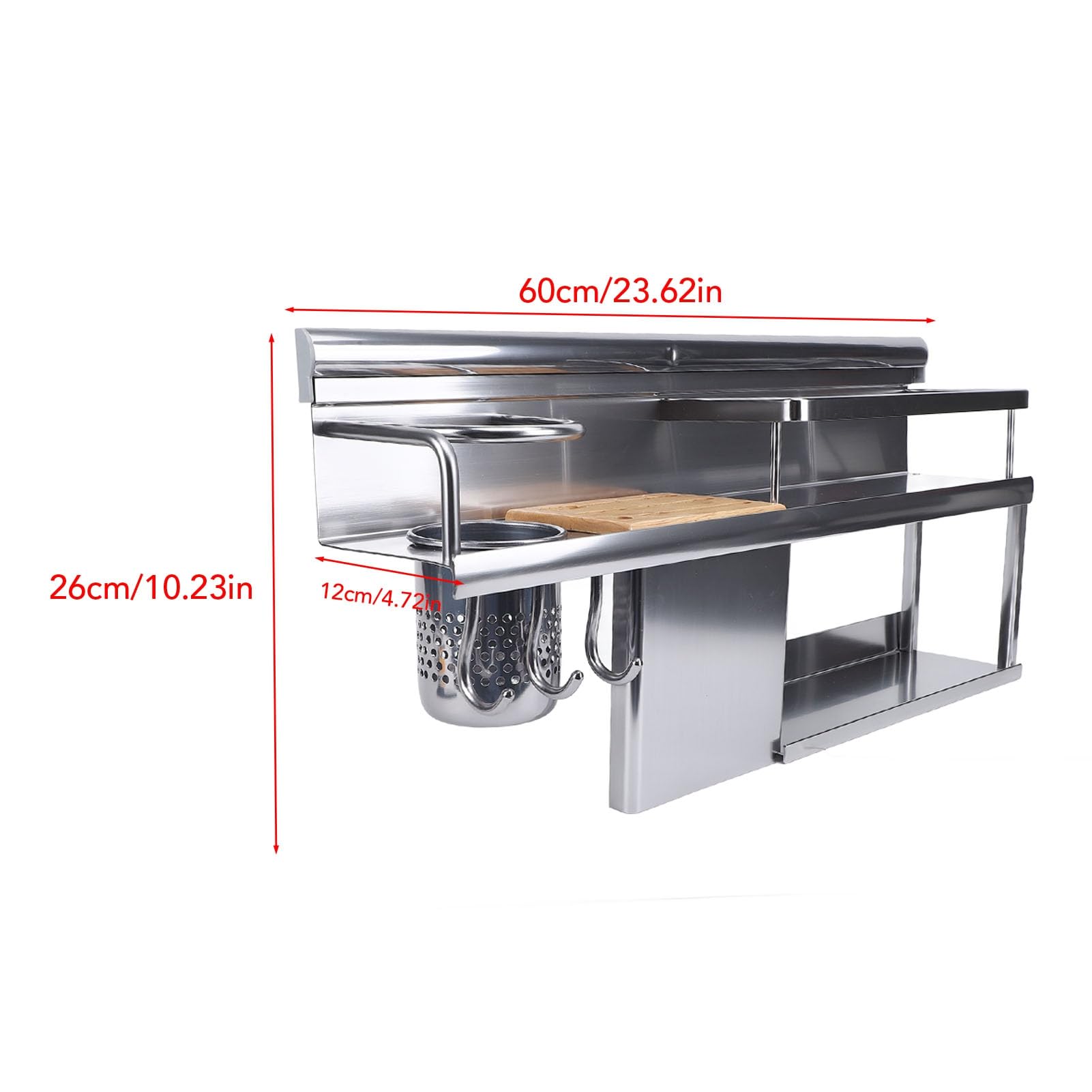 Organisateur de Cuisine Mural, Support pour Baguettes et Lames en Bois et Alliage d'aluminium avec Plusieurs Options de Rangement, Idéal pour Spatule, Cuillère, Couteau et Ustensile