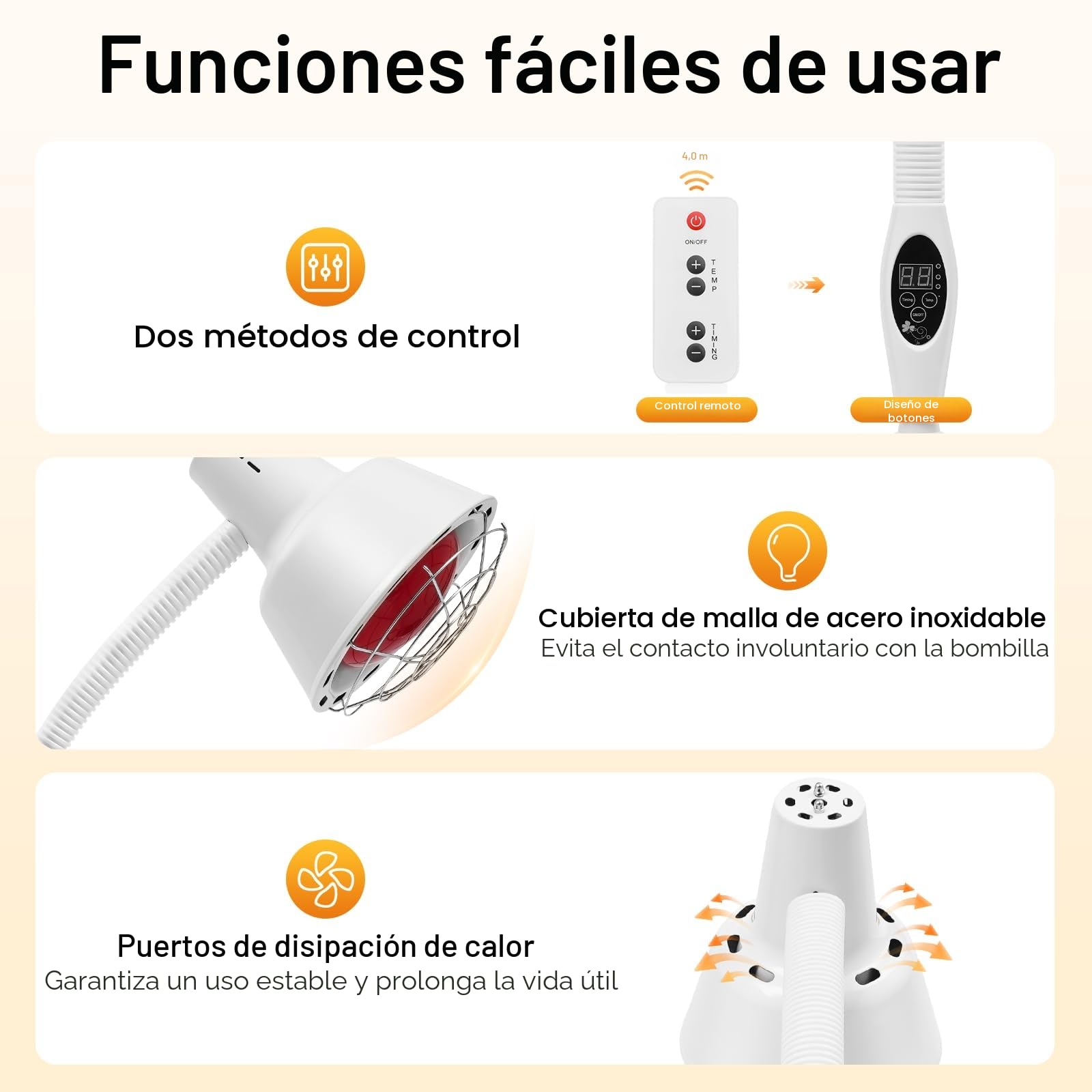 Lámpara de infrarrojos de 275 W, lámpara de calor, lámpara infrarroja, con soporte ajustable y giratorio 360° para relajación muscular, Home