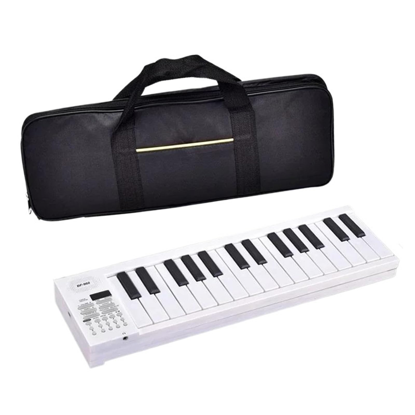 Pianino Elektroniczne Składane Pianino Elektryczne 61 Klawiszy Przenośny Syntezator Profesjonalna Klawiatura Do Występów(White)