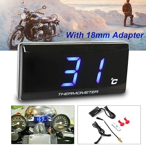 TOTMOX Universelles digitales LED-Motorradthermometer mit Sensor, Wassertemperaturanzeige 0-120 ℃ für Rennmotorrad-Scooter 12 V
