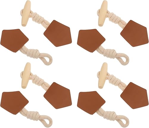 ABOOFAN 8 pares de cierres de cuero para coser con botón de cuerno de madera, accesorios de costura vintage para abrigos, ropa cortavientos