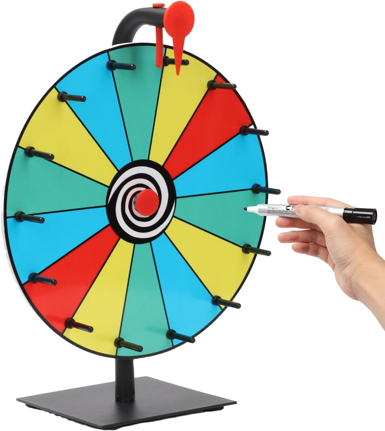 12 Inch 14 Slots Color-Prize Wheel, Spinning Prize Wheel Heavy Duty Color Roulette Spinner with Dry Erase Marker and Eraser Wheel for Fortune Spinning Game Trade Show Carnivals
