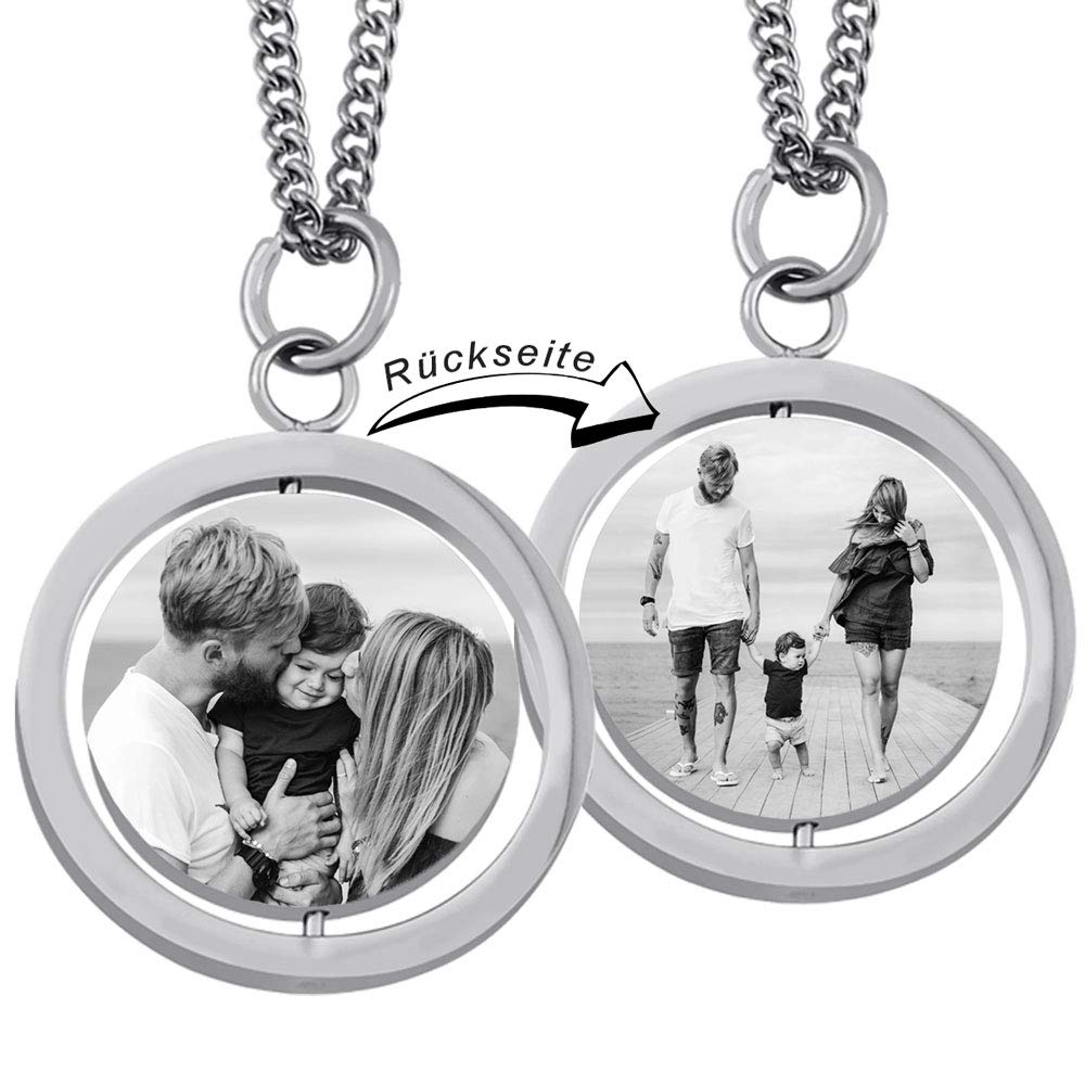 Juwelier Schönschmied Anhänger - inkl. BILD Gravur auf 2 Seiten - Anhänger mit Foto Gravur - inkl. Fotogravur Bildgravur - Edelstahl AH446bb - mit AMAZON KONFIGURATOR gestalten !