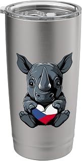 Czech Flag Czech Pride Rhino Heart Ceska Czech Republic Stainless Steel Insulated Tumbler