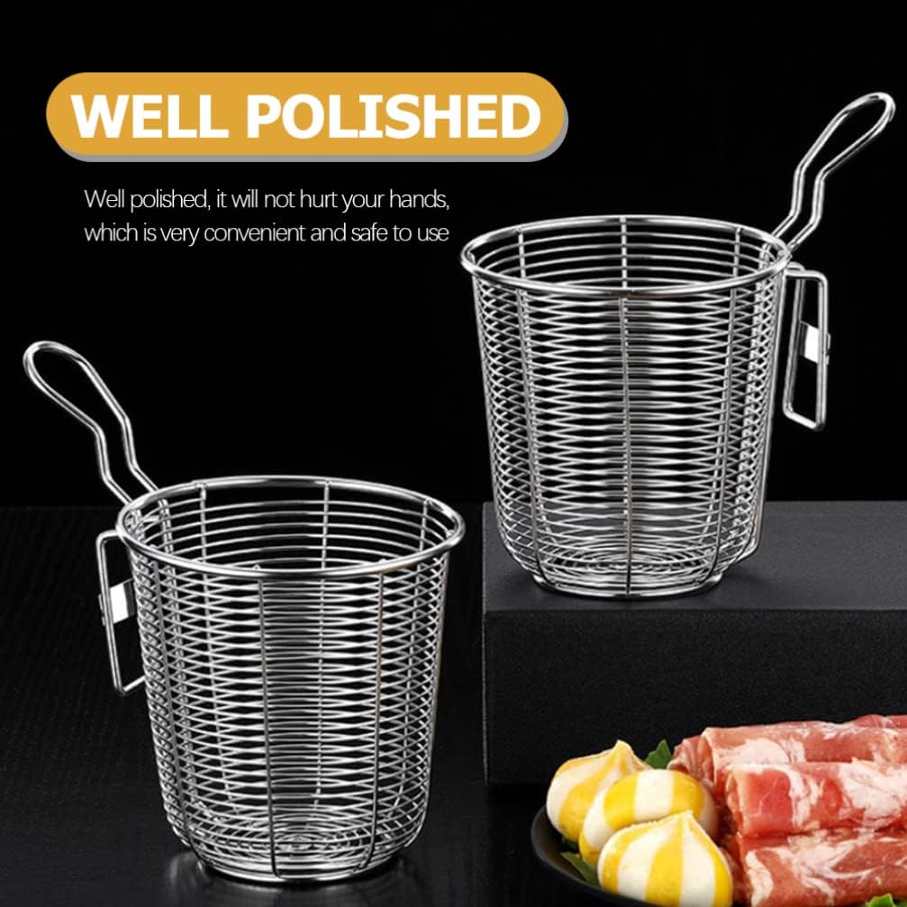 Hemoton Stainless Steel Noodle Strainer Heat-Resistant Mesh Strainer for Hot Pot Ramen Pasta and Frying 3.85 X 3.85 X 3.74 in Kitchen Supply with Handle