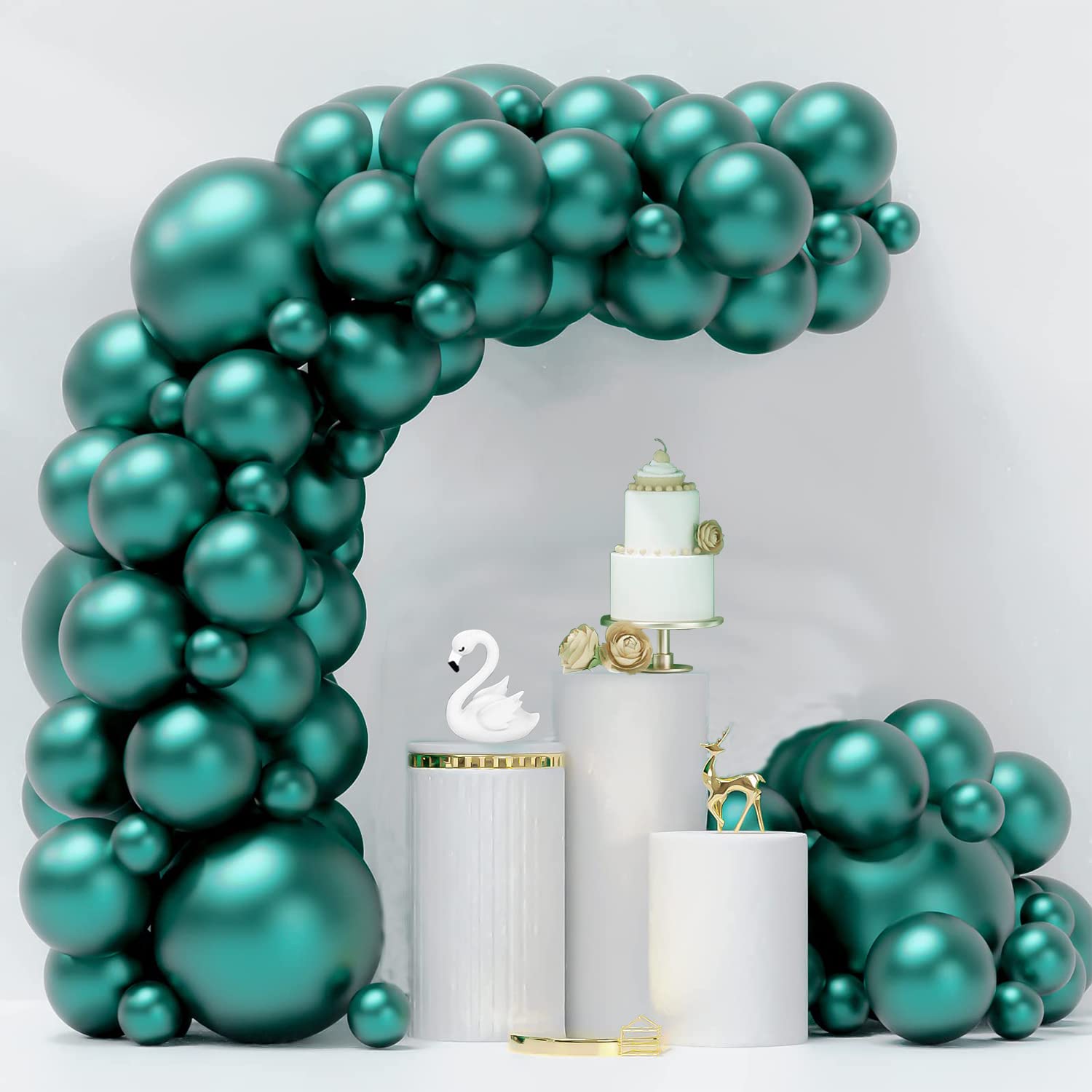 Party Propz Dark Green Balloons For Decoration - 50 Pcs Green Metallic Balloon For Decoration | Teal Balloon | Balloons for Birthday (Latex)